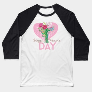 Spring Flowers for Happy women's day in a pink heart shape Baseball T-Shirt